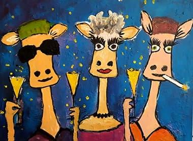 Drei Kühe mit Gäsern